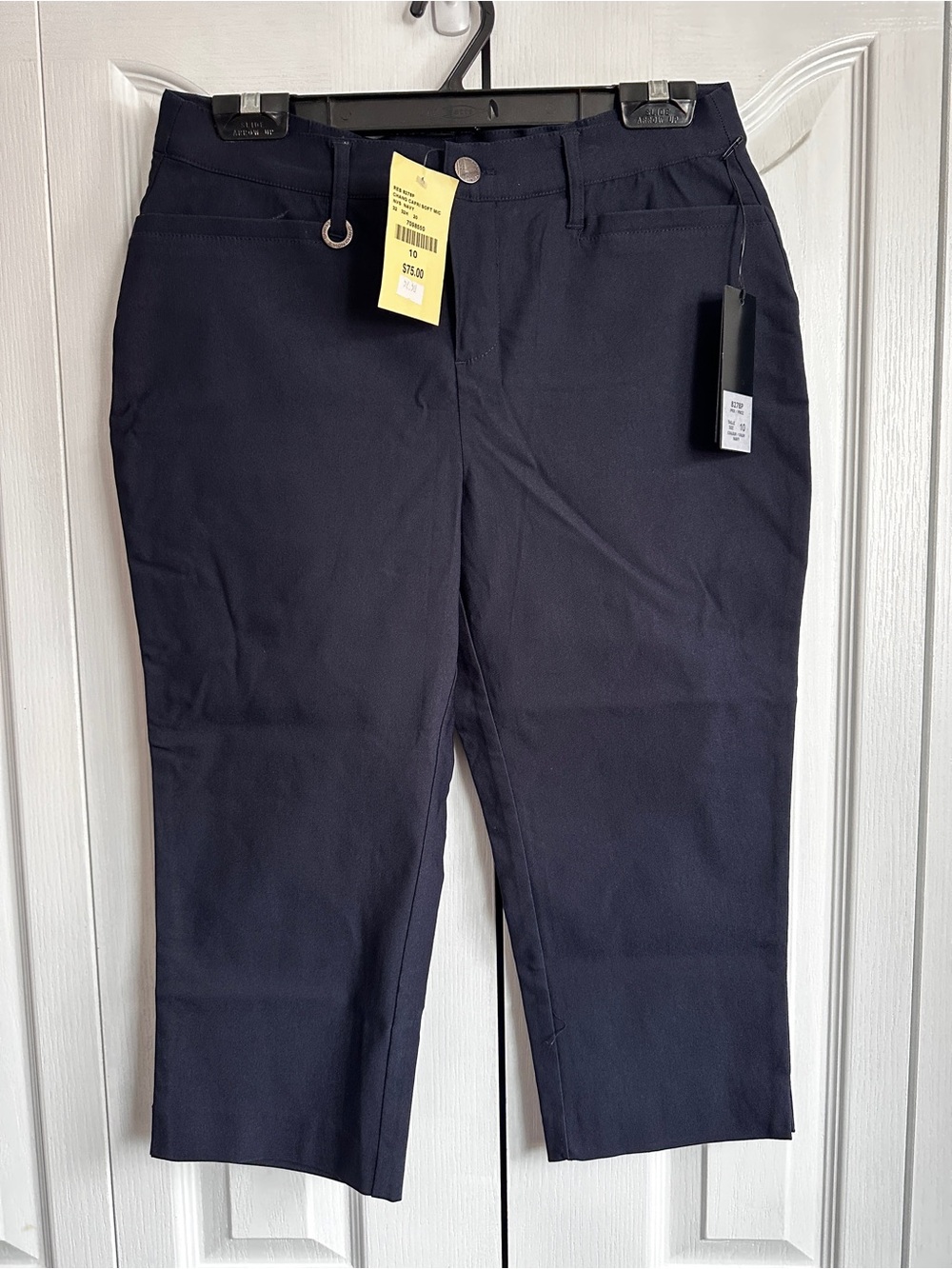 Women’s Simon Chang Deep Navy Crop Capri Pant Size 10 NWT